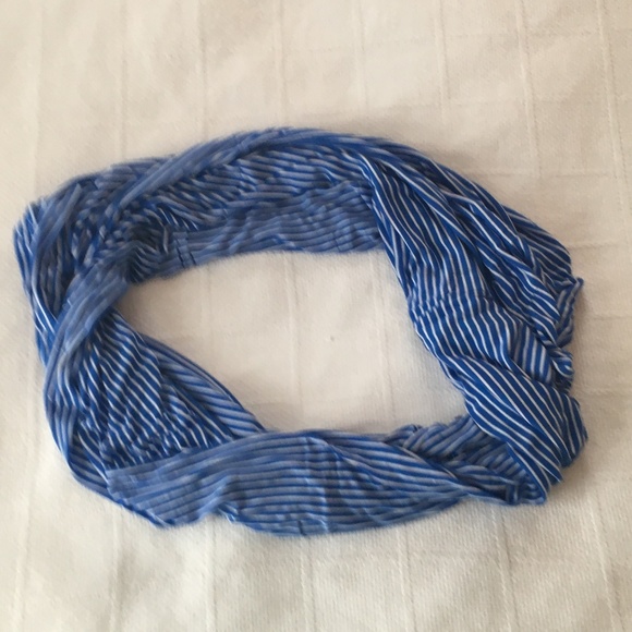 J. Crew Blue White Stripe Infinity Scarf - Picture 2 of 4